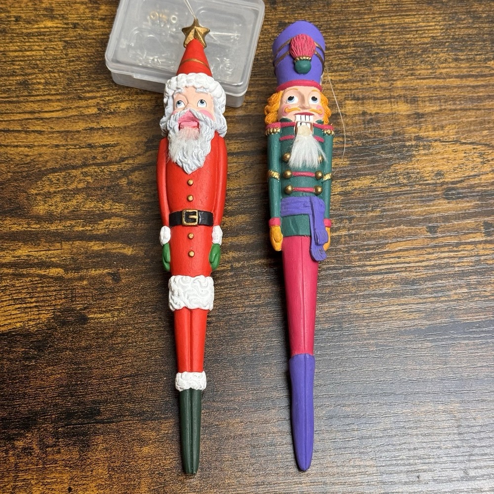 Dept 56 Nutcracker Santa Icicle Pencil Ornaments Lot 2 Vintage Christmas 8in 90s